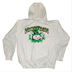 High Irish White Hooded Sweatshirt Hoodie Medium